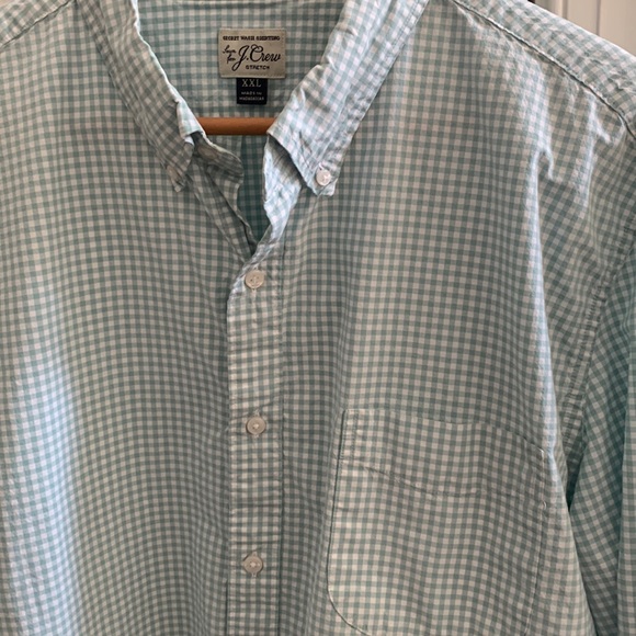 J. Crew Stretch Green Gingham Checkered Button-Down Shirt Men's XXL - Picture 1 of 7